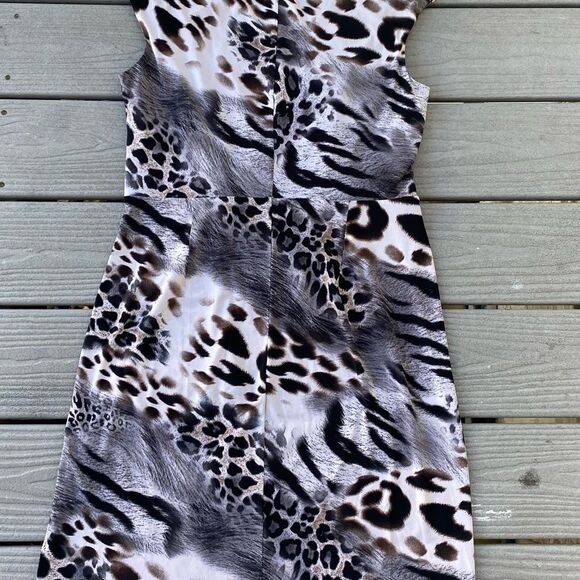 Laudrew Front Twist Knot Animal Print Sheath Dress Size 14 Sleeveless - Picture 6 of 6